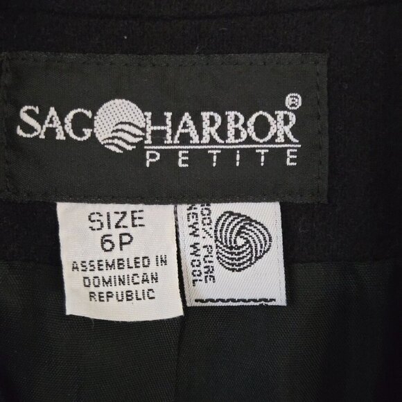 Sag Harbor NWT Black 100% Wool Closet Staple Blazer Size 6p - Picture 6 of 6